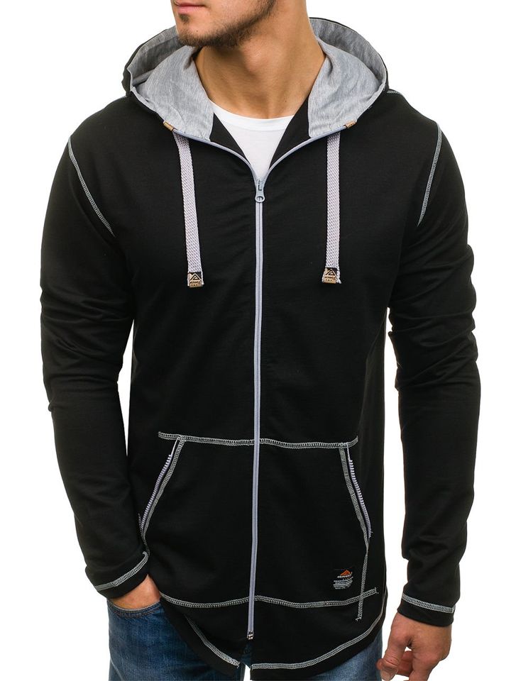 black longline zip hoodie