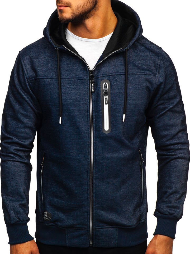 mens navy zip hoodie