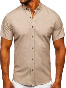 Men's Short Sleeve Shirt Beige Bolf 20501