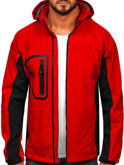 Men's Leather Bomber Jacket Red Bolf 1147