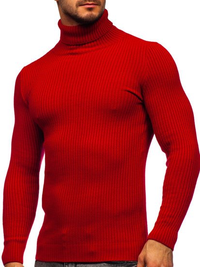 red polo neck sweater