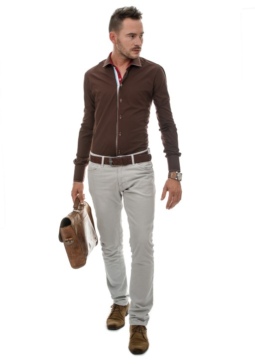 brown trouser matching shirt