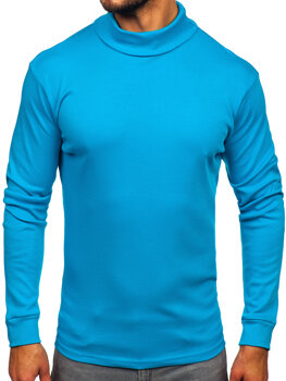 Men’s Basic Cotton Polo Neck Sweater Blue Bolf 535