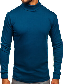 Men’s Basic Cotton Polo Neck Sweater Indigo Bolf 535