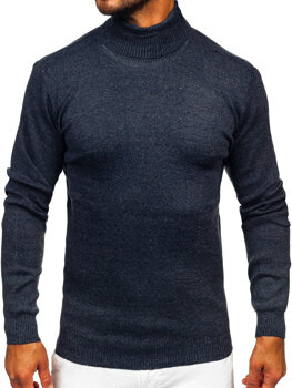 Men's Basic Polo Neck Sweater Navy Blue Bolf S8730