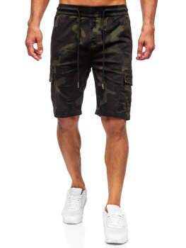 Men's Camo Cargo Shorts Dark Green Bolf A-296