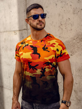 Men's Camo Printed T-shirt Orange Bolf S808A1