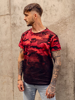Men's Camo Printed T-shirt Red Bolf S808A1