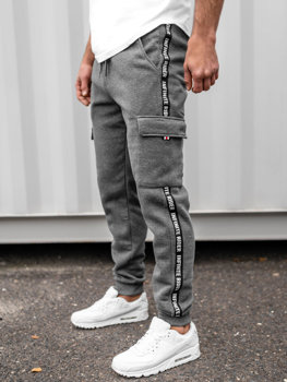 Men's Cargo Jogger Sweatpants Grey Bolf JX8715B