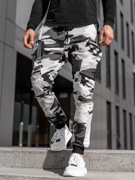 white cargo joggers mens