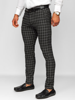 Men's Checkered Chino Pants Black Bolf 0035