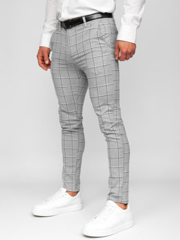 Men's Checkered Chinos Grey Bolf 0044