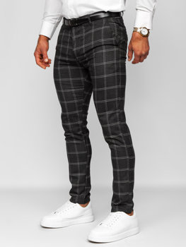 Men's Cotton Checkered Chinos Graphite Bolf 0036