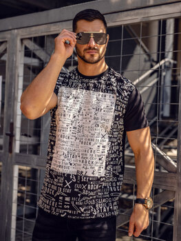 Men's Cotton Printed T-shirt Black Bolf 1173A