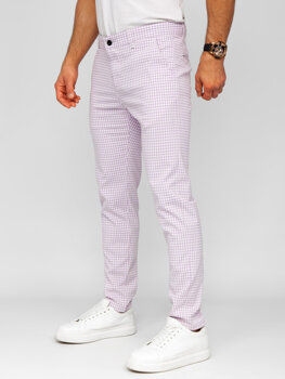 Men’s Elegant Checkered Pants Violet Bolf 184143