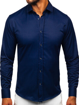 Men’s Elegant Long Sleeve Shirt Navy Blue Bolf 24702