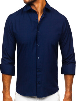 Men’s Elegant Long Sleeve Shirt Navy Blue Bolf 24740