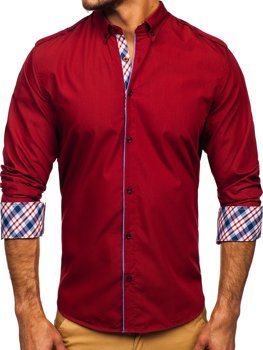 Men’s Elegant Long Sleeve Shirt Red Bolf 1758