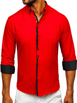 Men’s Elegant Long Sleeve Shirt Red Bolf 24701