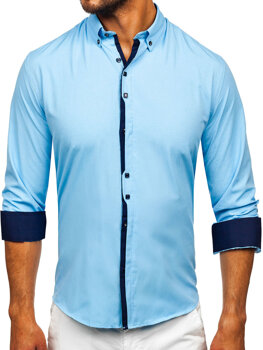 Men’s Elegant Long Sleeve Shirt Sky Blue Bolf 24701