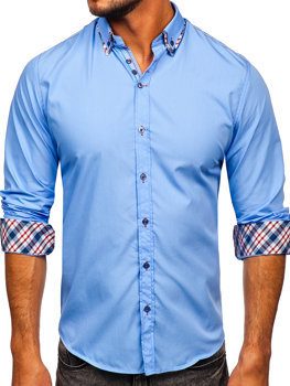 Men's Elegant Long Sleeve Shirt Sky Blue Bolf 3701