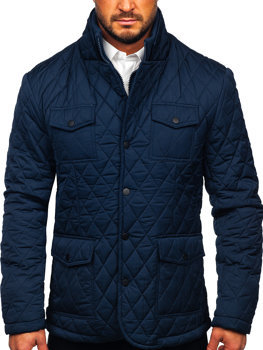 Men's Elegant Quilted Jacket Navy Blue Bolf 802