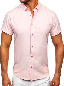 Men’s Elegant Short Sleeve Shirt Pink Bolf 7501G