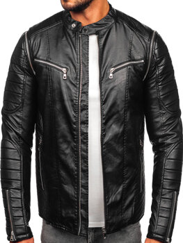 Men's Leather Jacket with Detachable Sleeves Black Bolf 11Z8011