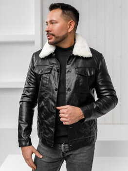 Faux leather winter jacket on sale