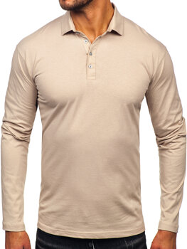 Men’s Long Sleeve Cotton Polo Shirt Beige Bolf 5119