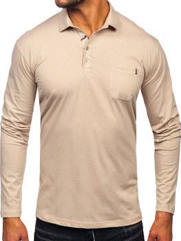 Men’s Long Sleeve Cotton Polo Shirt Beige Bolf 5120