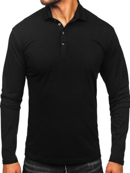 Men’s Long Sleeve Cotton Polo Shirt Black Bolf 5119