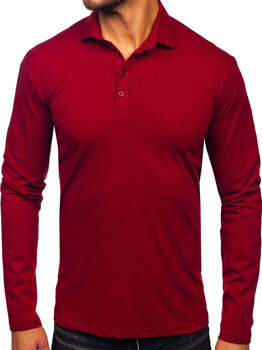 Men’s Long Sleeve Cotton Polo Shirt Claret Bolf 5119