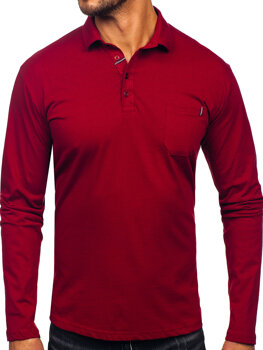 Men’s Long Sleeve Cotton Polo Shirt Claret Bolf 5120