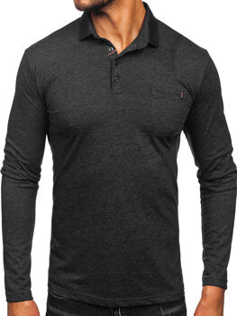 Men’s Long Sleeve Cotton Polo Shirt Graphite Bolf 5120