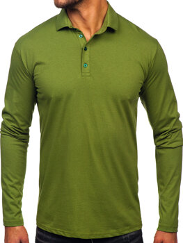 Men’s Long Sleeve Cotton Polo Shirt Green Bolf 5119