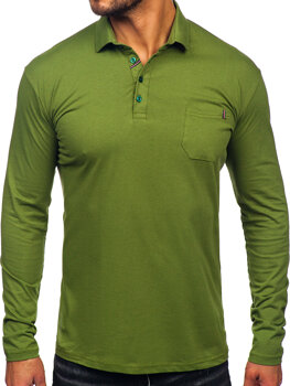 Men’s Long Sleeve Cotton Polo Shirt Green Bolf 5120