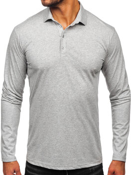 Men’s Long Sleeve Cotton Polo Shirt Grey Bolf 5119