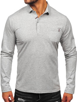 Men’s Long Sleeve Cotton Polo Shirt Grey Bolf 5120