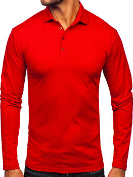 Men’s Long Sleeve Cotton Polo Shirt Red Bolf 5119