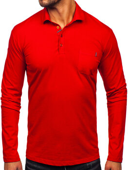 Men’s Long Sleeve Cotton Polo Shirt Red Bolf 5120