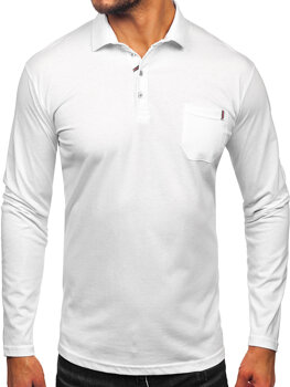 Men’s Long Sleeve Cotton Polo Shirt White Bolf 5120