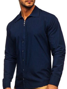 Men's Long Sleeve Shirt Navy Blue Bolf 20702