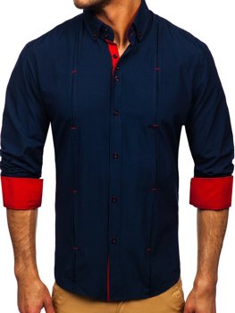 Men's Long Sleeve Shirt Navy Blue Bolf 20725