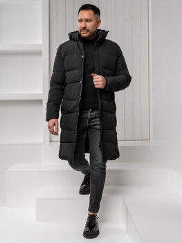 Men’s Longline Quilted Winter Jacket Black Bolf 31M5009A1