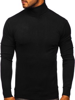 Men's Plain Polo Neck Sweater Black Bolf YY02