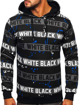 Men's Printed Hoodie Black-Blue Bolf 141034