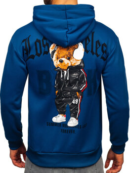 Men's Printed Kangaroo Hoodie Blue Bolf M287