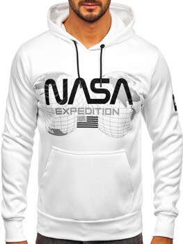 Men's Printed Kangaroo Hoodie White Bolf HM1073