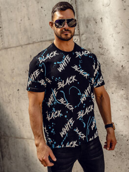 Men's Printed T-shirt Black-Blue Bolf 14939A